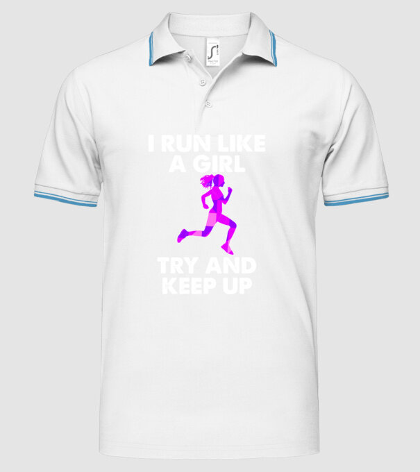 I run like a girl model alb pe tricou