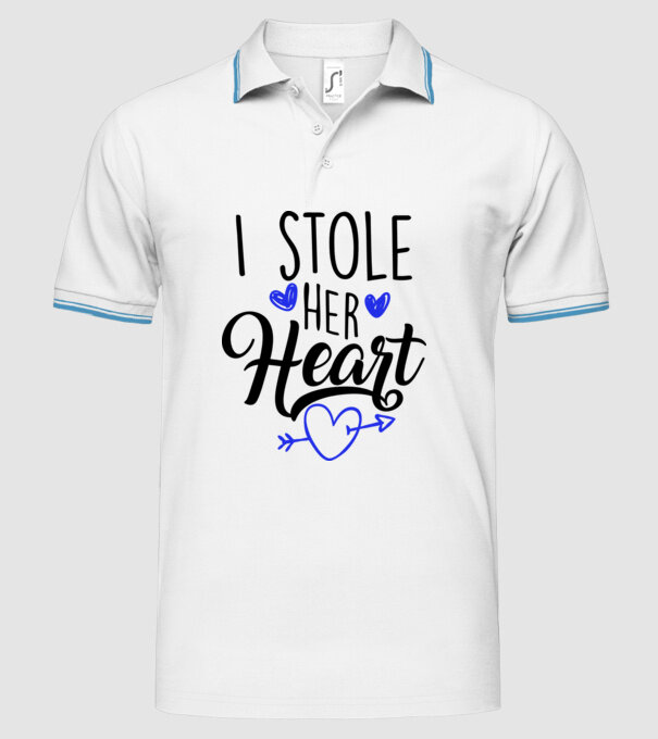 Cuplu I stole her heart model alb pe tricou