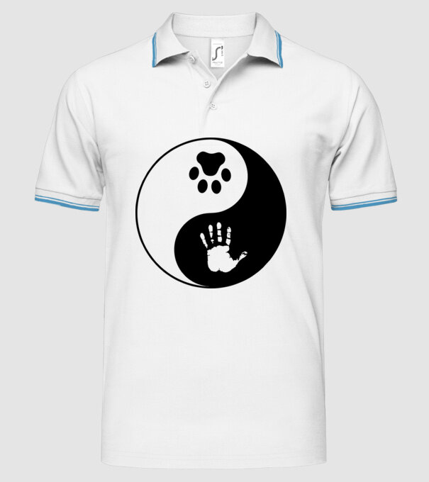 Yin-Yang Dog model alb pe tricou