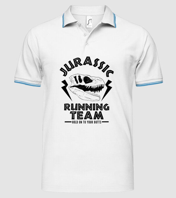 Jurassic running team model alb pe tricou