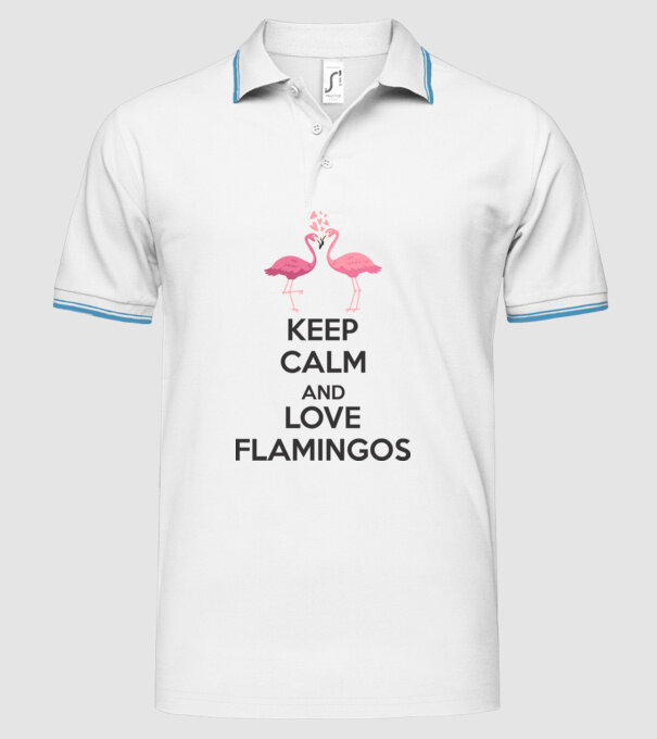 KEEP CALM and love flamingos dark model alb pe tricou