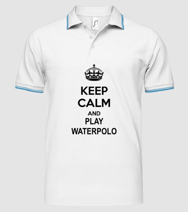 Keep Calm and play waterpolo model alb pe tricou