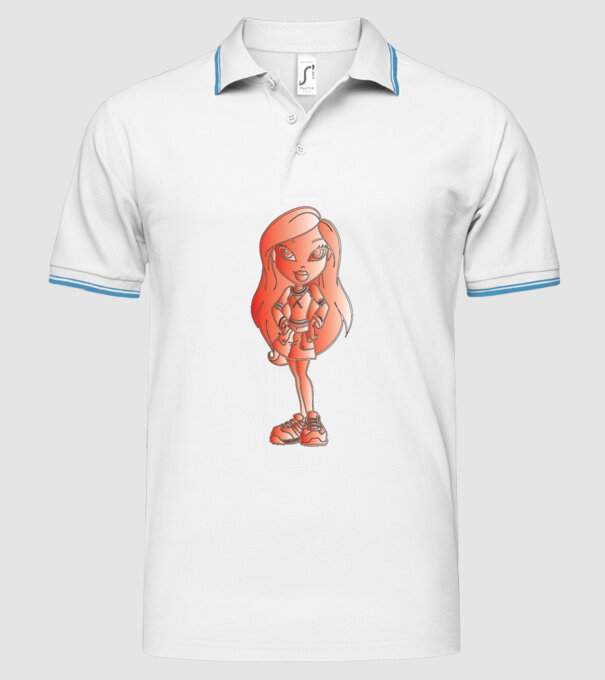 fetiță model alb pe tricou