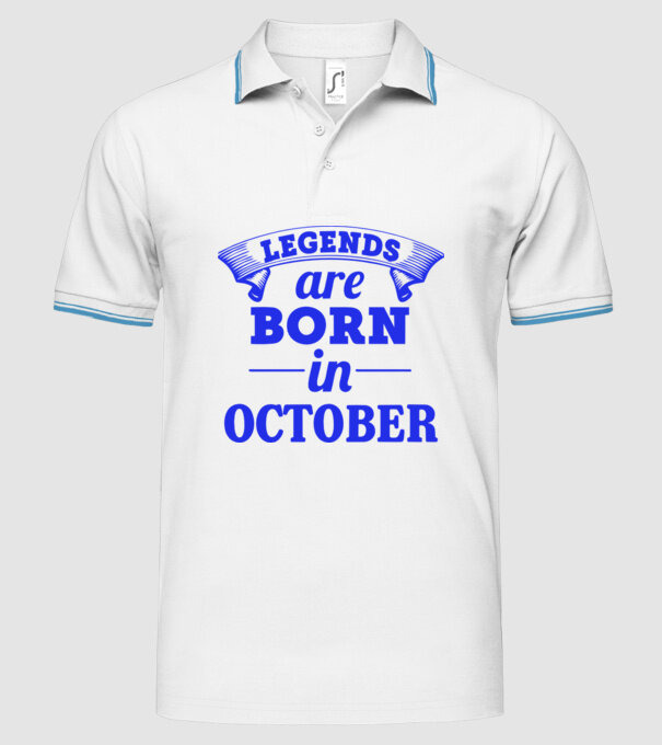 Legends are born in October model alb pe tricou