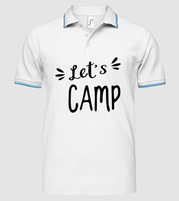 'Let''s camp' model alb pe tricou