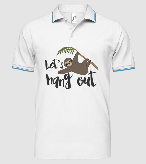 'Let''s hang out sloth' model alb pe tricou