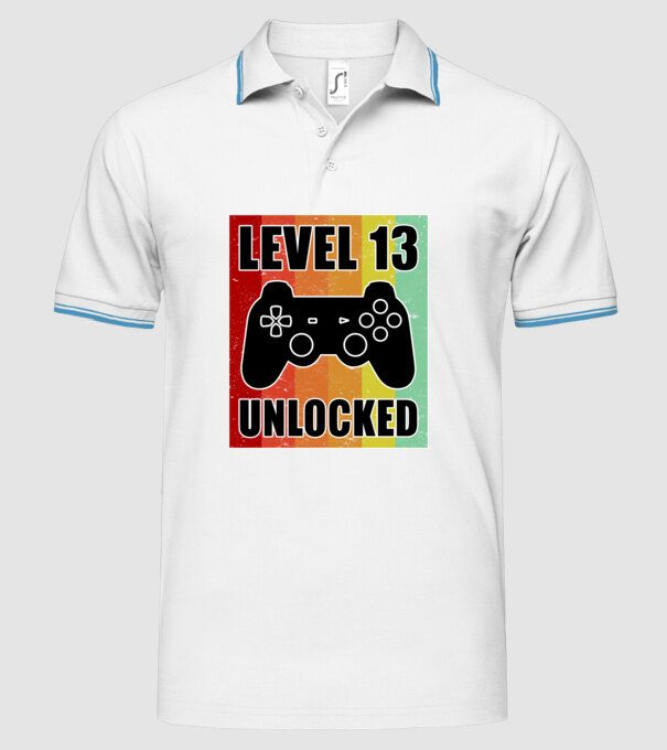level 13 unlocked retro gamer model alb pe tricou