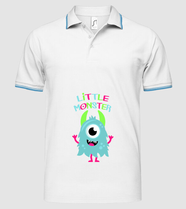 Little monster model alb pe tricou