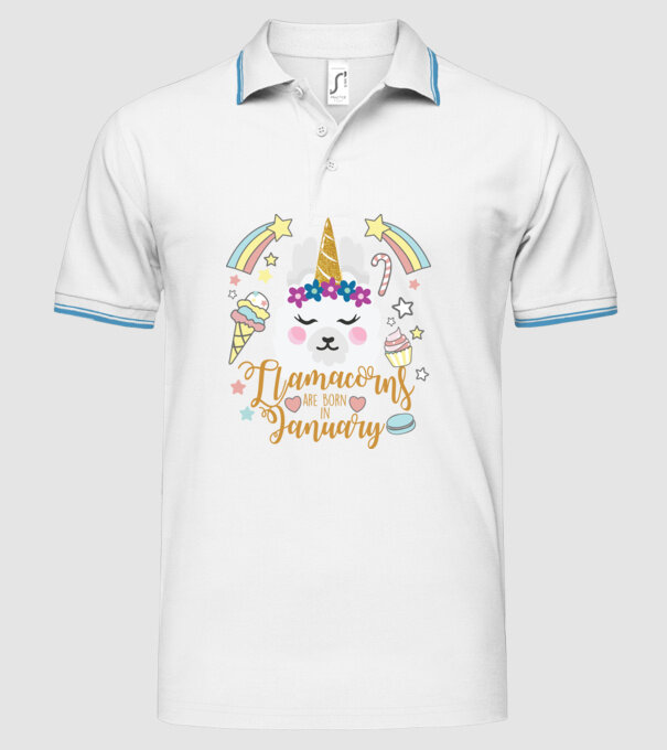 Llamacorns are born in January model alb pe tricou