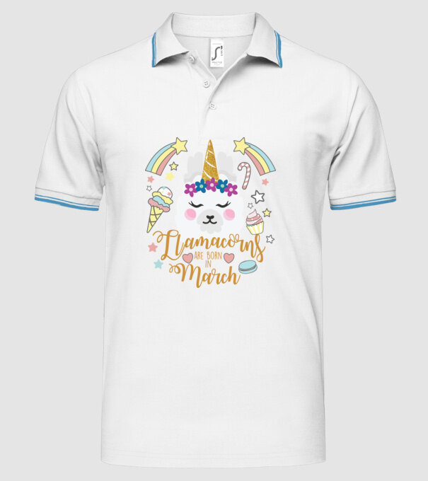 Llamacorns are born in March model alb pe tricou