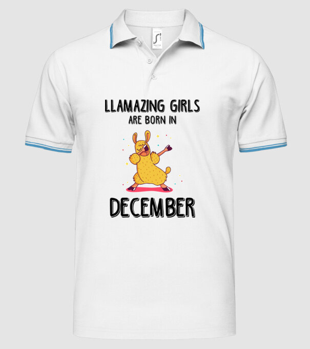 Llamazing girls are born in december black model alb pe tricou