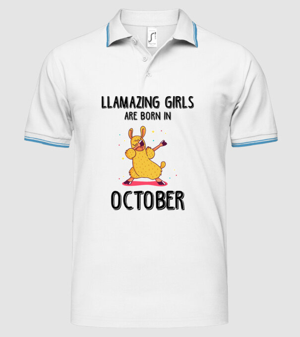Llamazing girls are born in october black model alb pe tricou