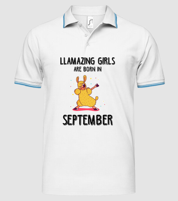 Llamazing girls are born in september black model alb pe tricou