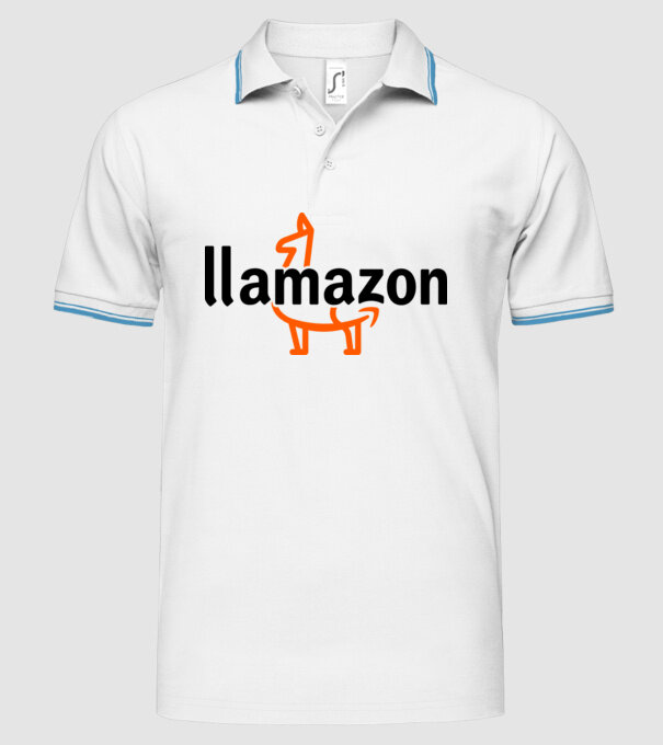 Llamazon model alb pe tricou