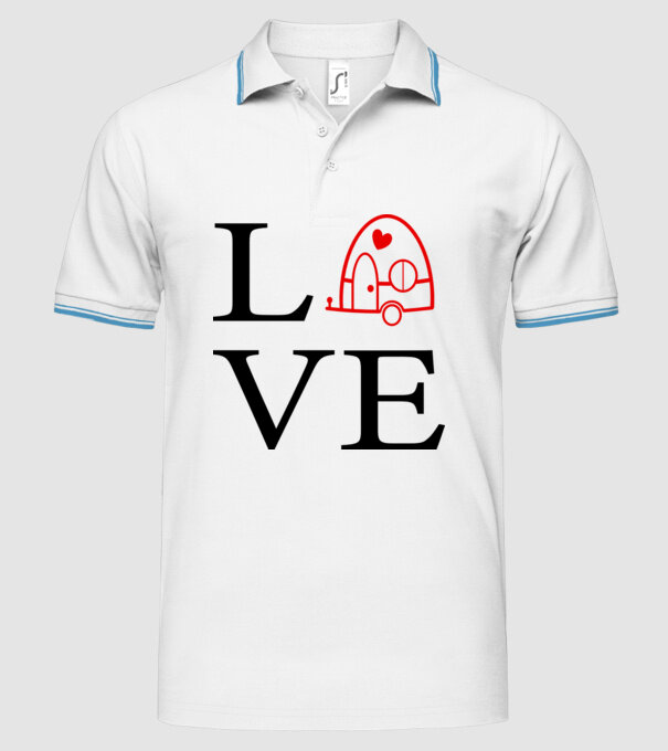 Love camping model alb pe tricou