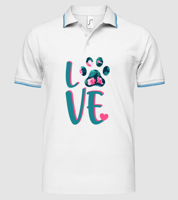LOVE CÂINI model alb pe tricou