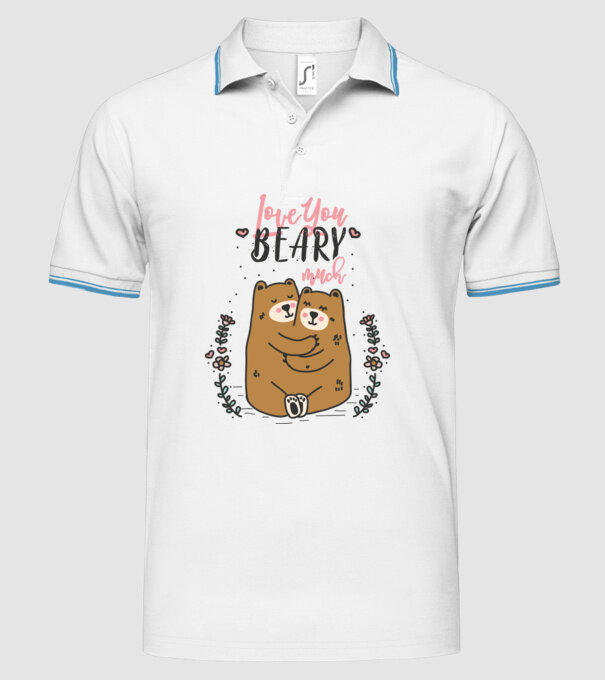 LoveU BEARY much model alb pe tricou