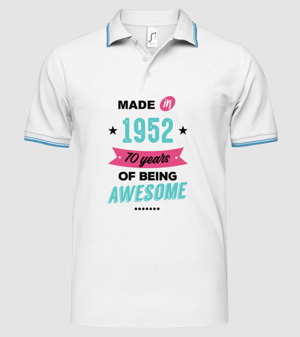 MADE in 1952 model alb pe tricou
