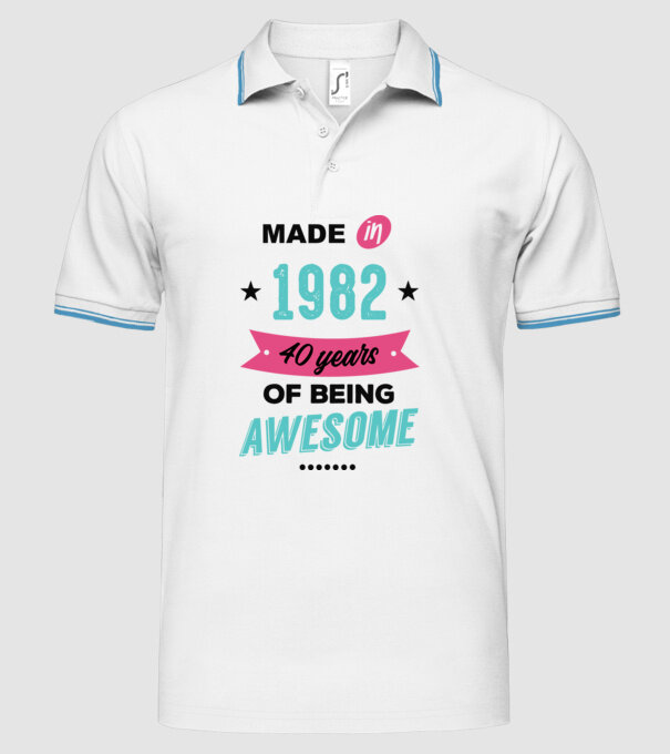 MADE in 1982 model alb pe tricou