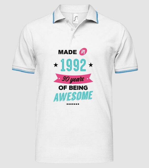 MADE in 1992 model alb pe tricou