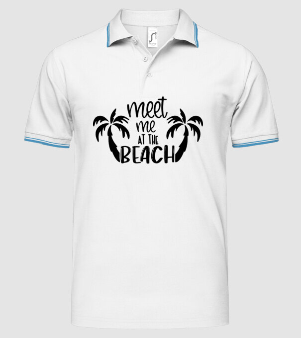Meet me at the beach model alb pe tricou