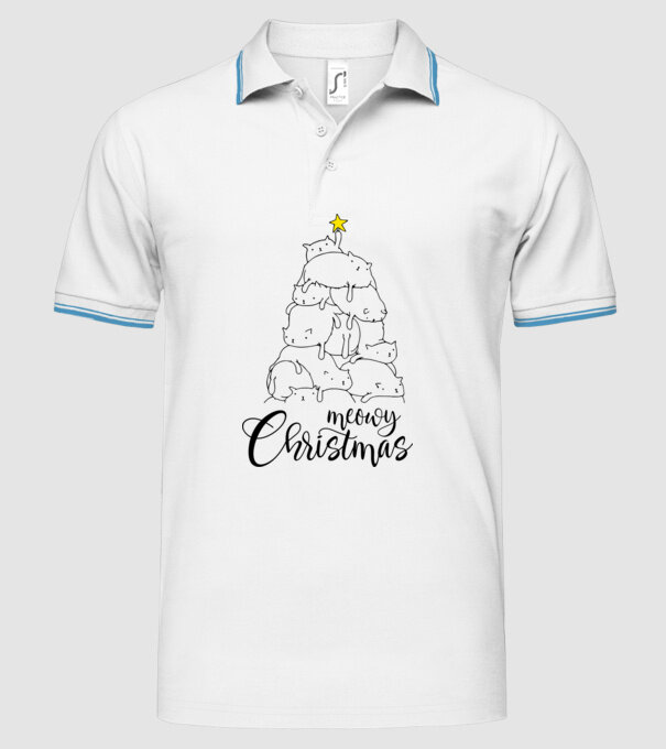 Meowy Christmas model alb pe tricou
