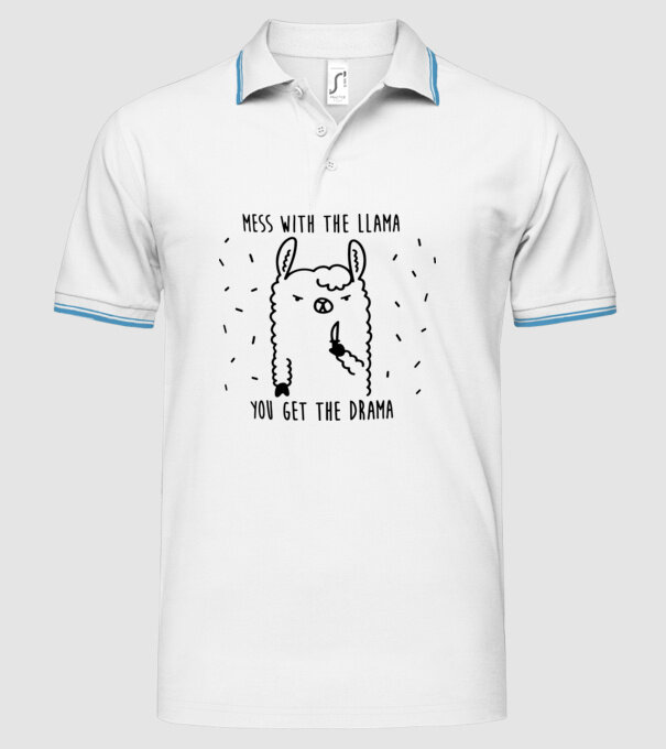 Mess with the lama model alb pe tricou
