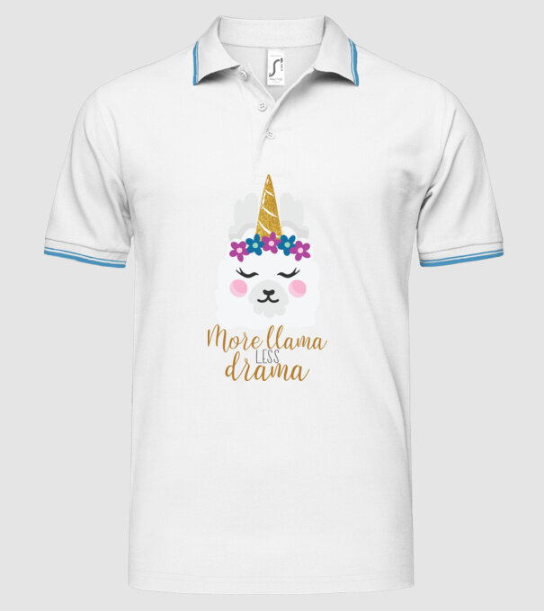More Llama less drama model alb pe tricou