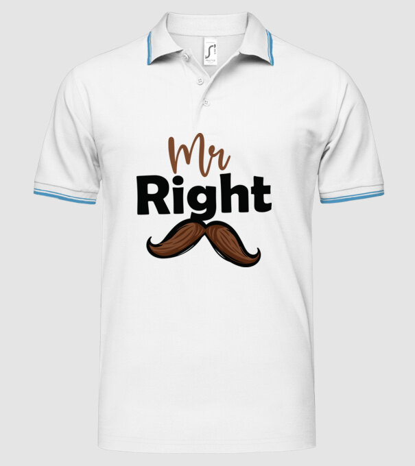 Mr right model alb pe tricou