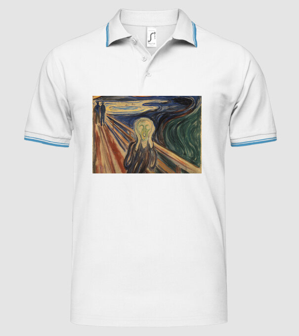 Pictură Munch Mască model alb pe tricou