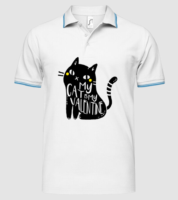 My cat is my valentine model alb pe tricou