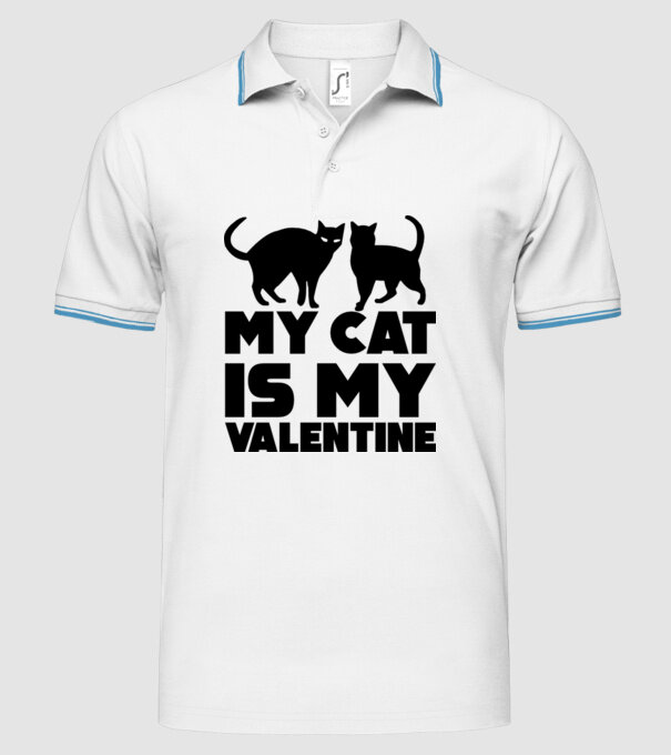 My cat is my valentine black model alb pe tricou