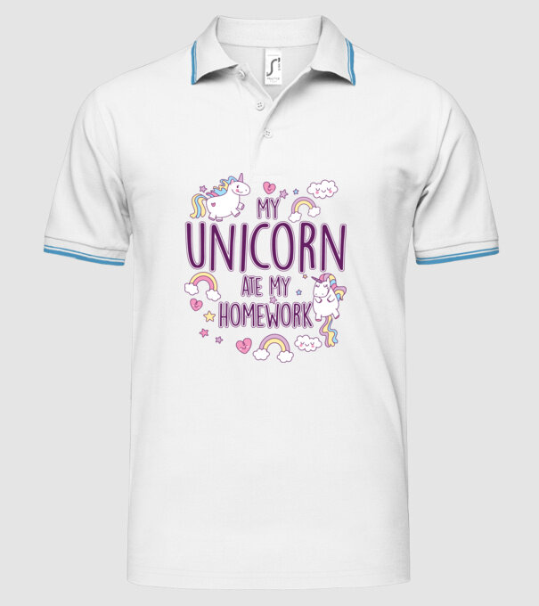 My unicorn ate my homework model alb pe tricou