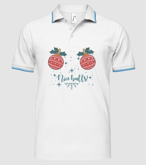 Nice Balls model alb pe tricou