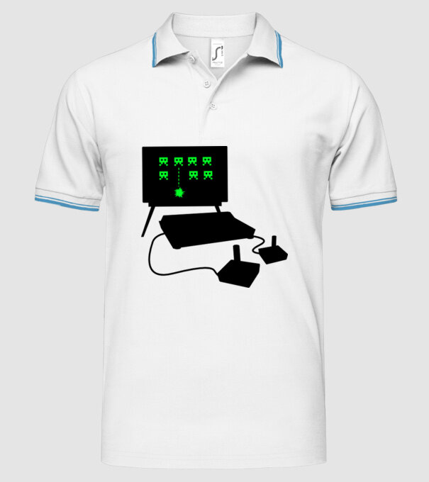 Oldschool Gamer model alb pe tricou