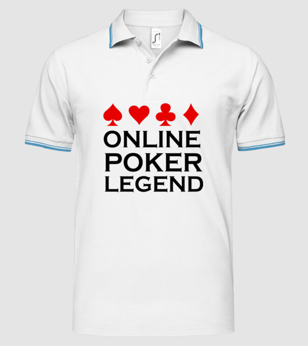 Online Poker Legend model alb pe tricou