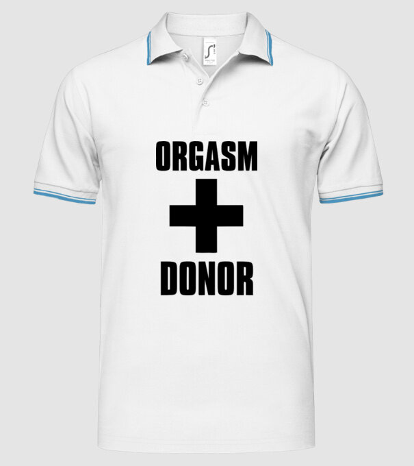 orgasm donor model alb pe tricou