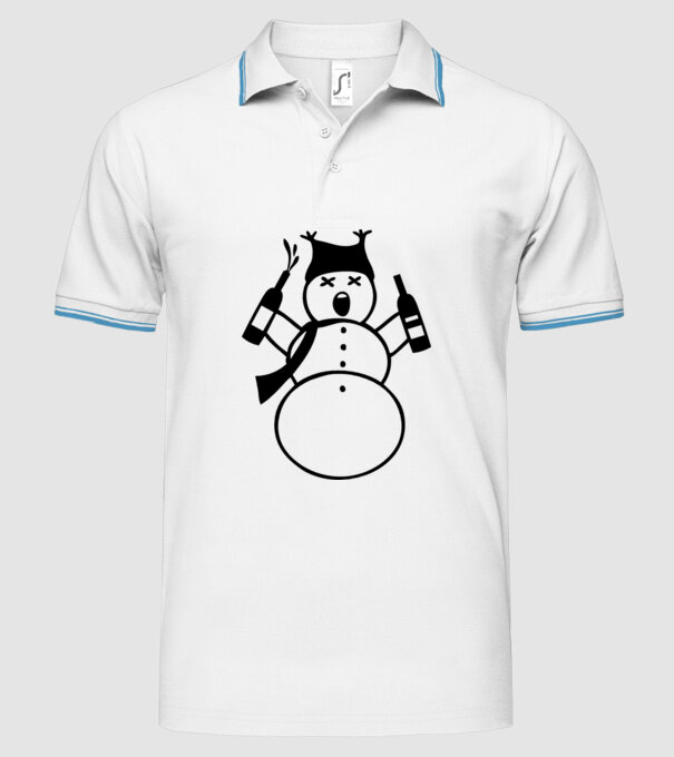 Om de zăpadă beat model alb pe tricou