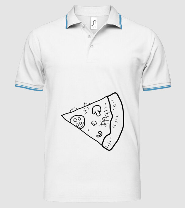 Felie de pizza (parte tricou pereche) model alb pe tricou