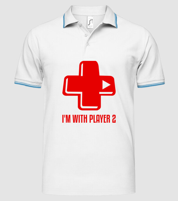 player 2 model alb pe tricou