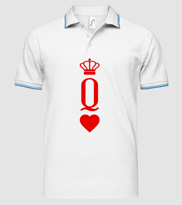 Playin gcards Queen of hearts model alb pe tricou
