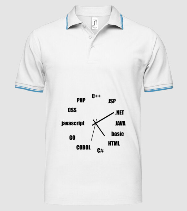 Programmer clock model alb pe tricou
