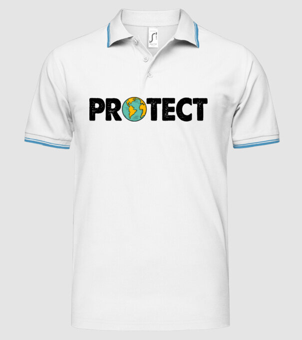Protect earth model alb pe tricou