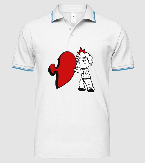 Pereche Puzzle băiat model alb pe tricou