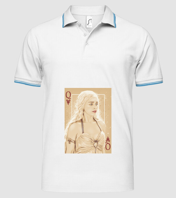 Queen Card model alb pe tricou