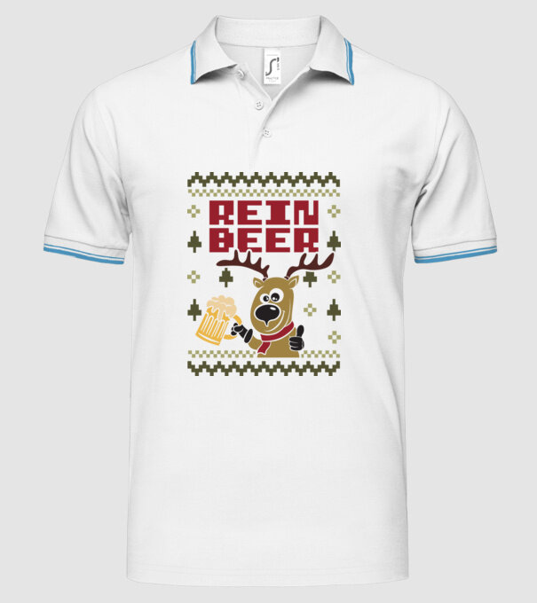 Reinbeer ugly sweater model alb pe tricou