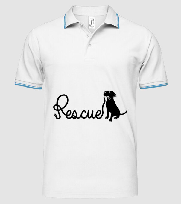 Rescue dog model alb pe tricou