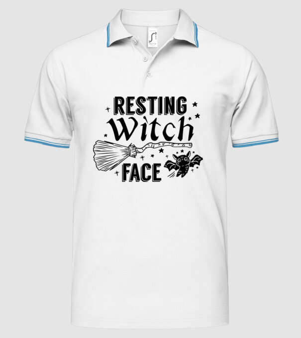 Resting Witch face model alb pe tricou