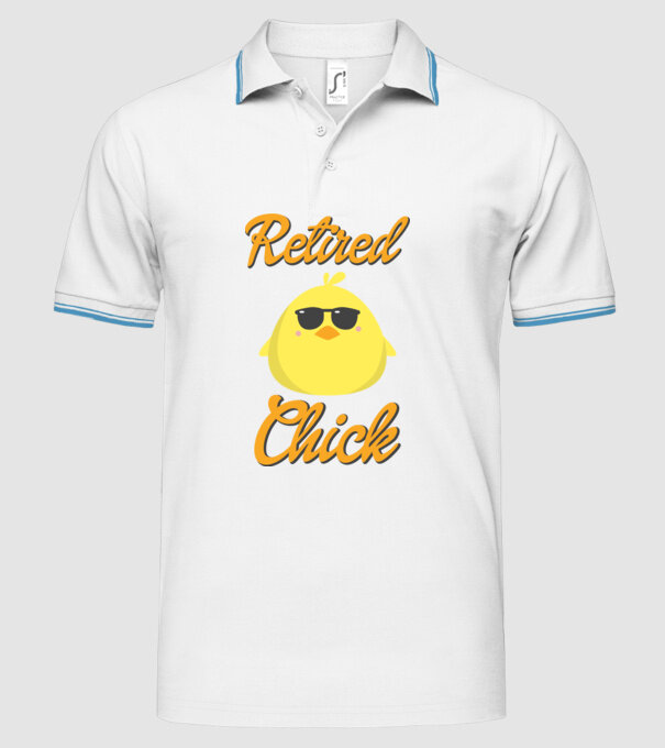 Retired chick model alb pe tricou