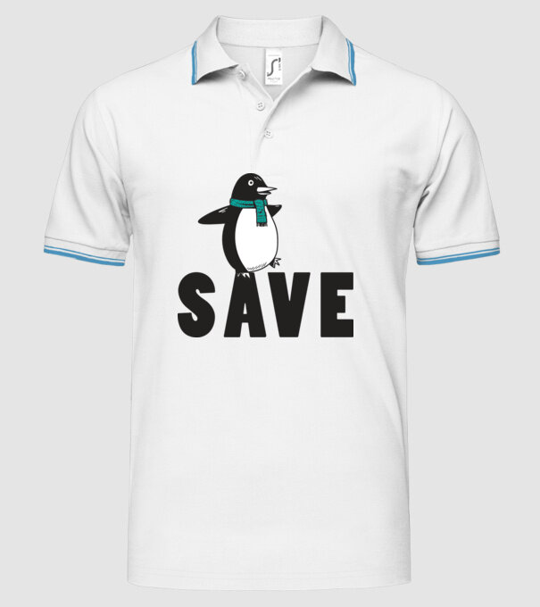 Save penguin model alb pe tricou